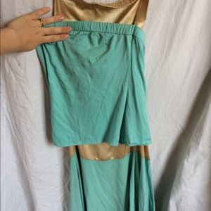 Gold and turquoise tube top dancing dress